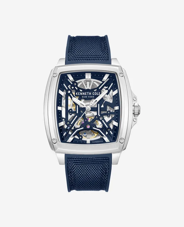 Kenneth Cole Reaction Watches Skeleton Automatic Silicone Strap Watch orologio blu automatico
