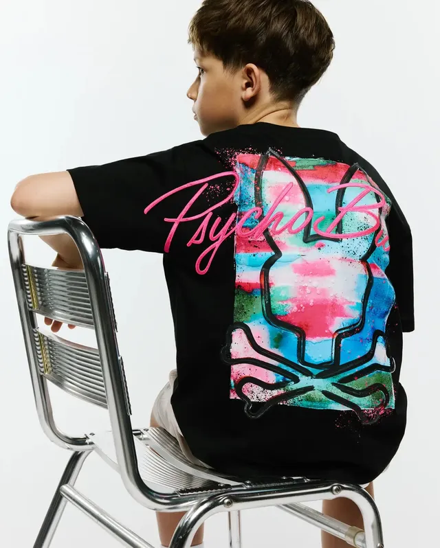 Psycho Bunny Kids Tees Isaac Oversized Tee maglietta nera oversize
