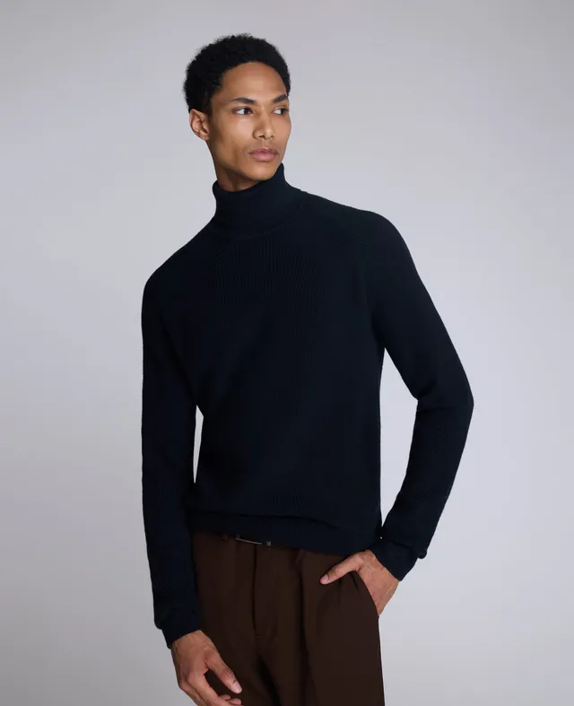 Kenneth Cole Reaction Clothing Foldover Turtleneck Sweater maglione nero collo alto