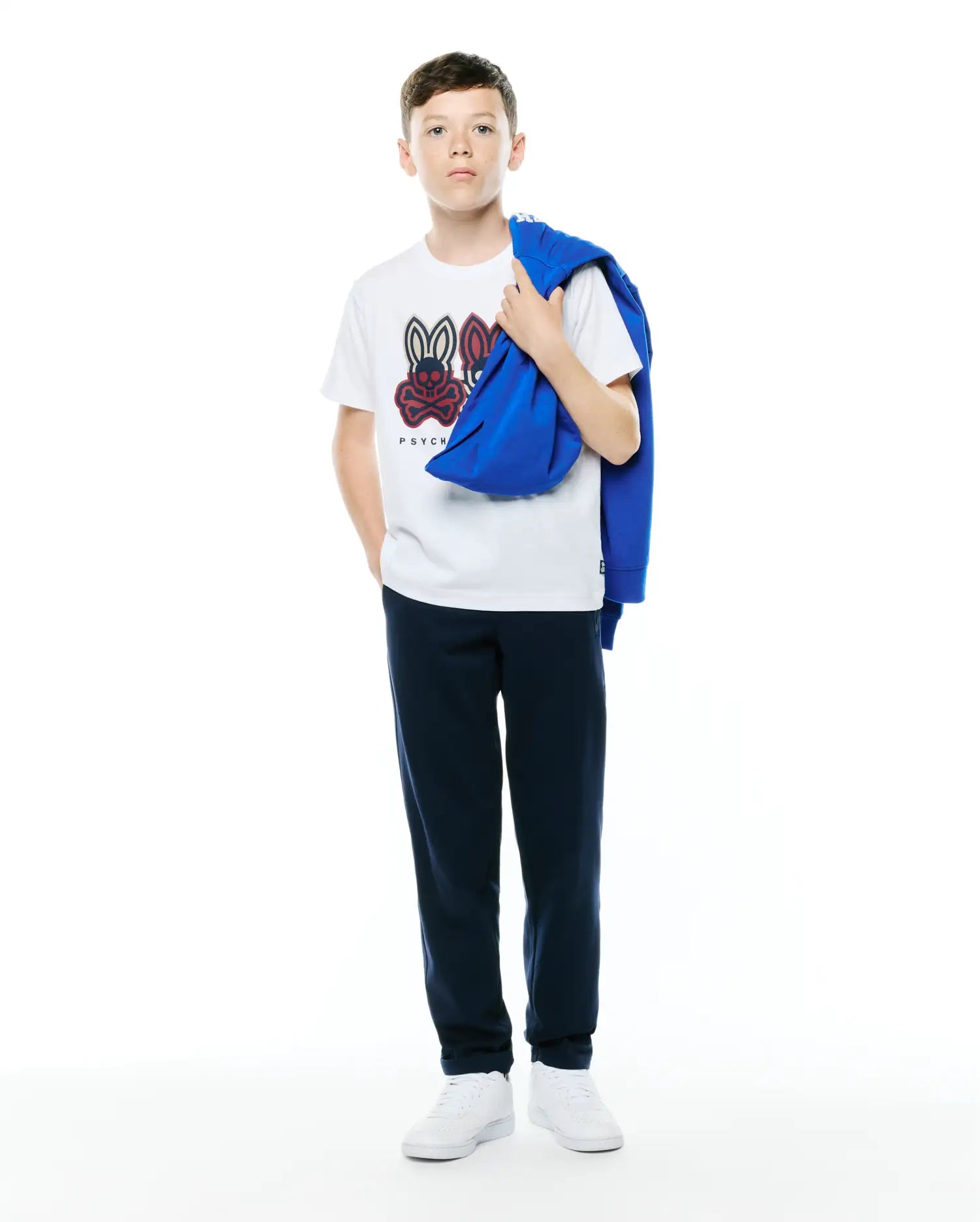 Psycho Bunny Kids Tees KIDS LEDGER GRAPHIC TEE KT0200258 maglietta bianca in cotone Pima