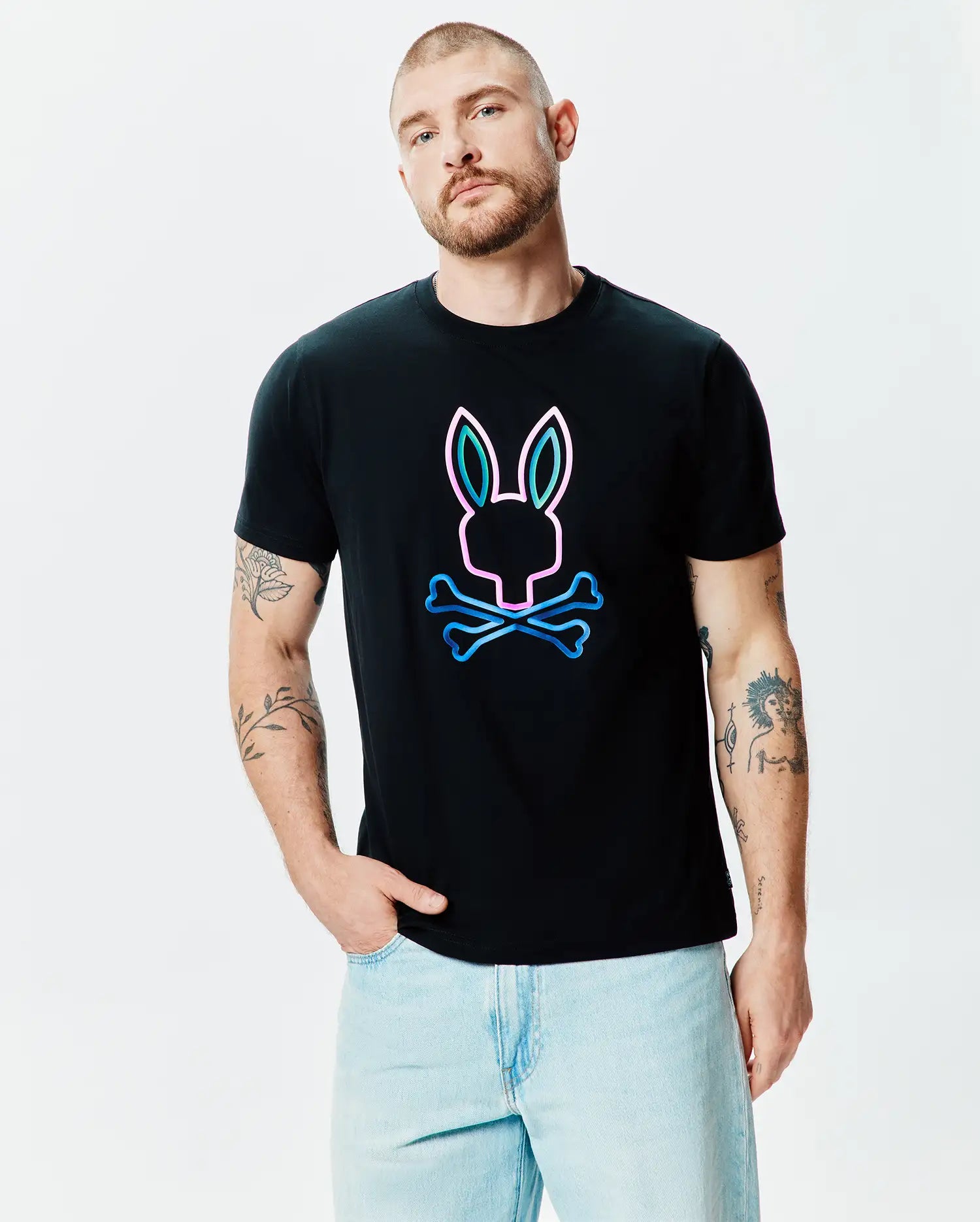 Psycho Bunny Men's Tees Dayton Graphic Tee maglietta nera