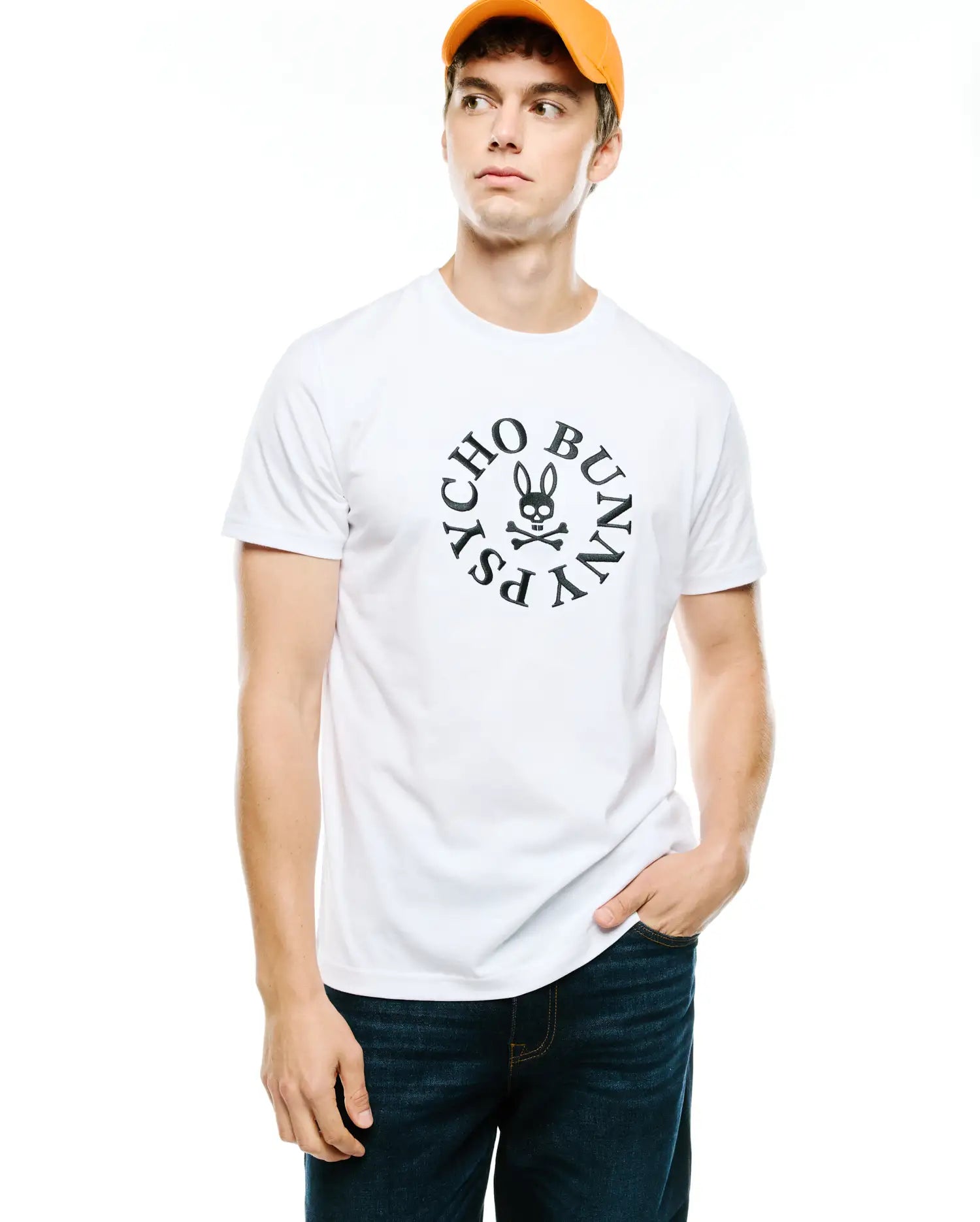 Psycho Bunny Men's Tees Vallance Graphic Tee maglietta bianca cotone Pima