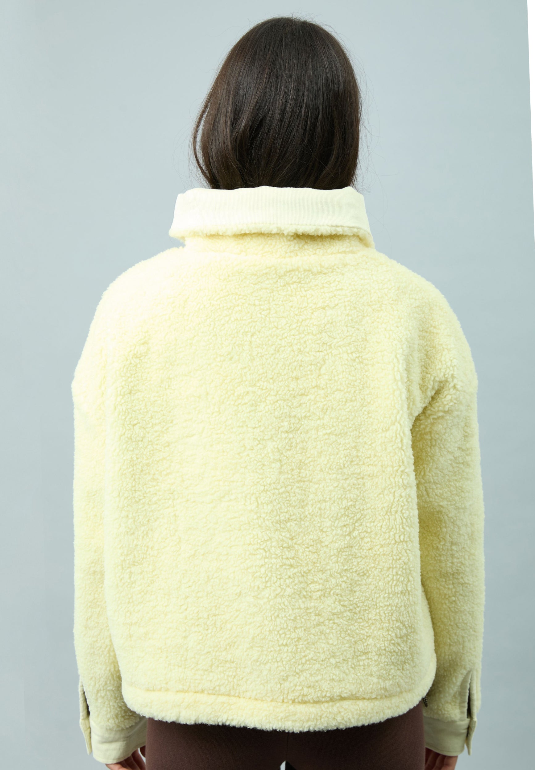 House Of Sunny Womens Tops Teddy Fleece Pullover felpa gialla sherpa