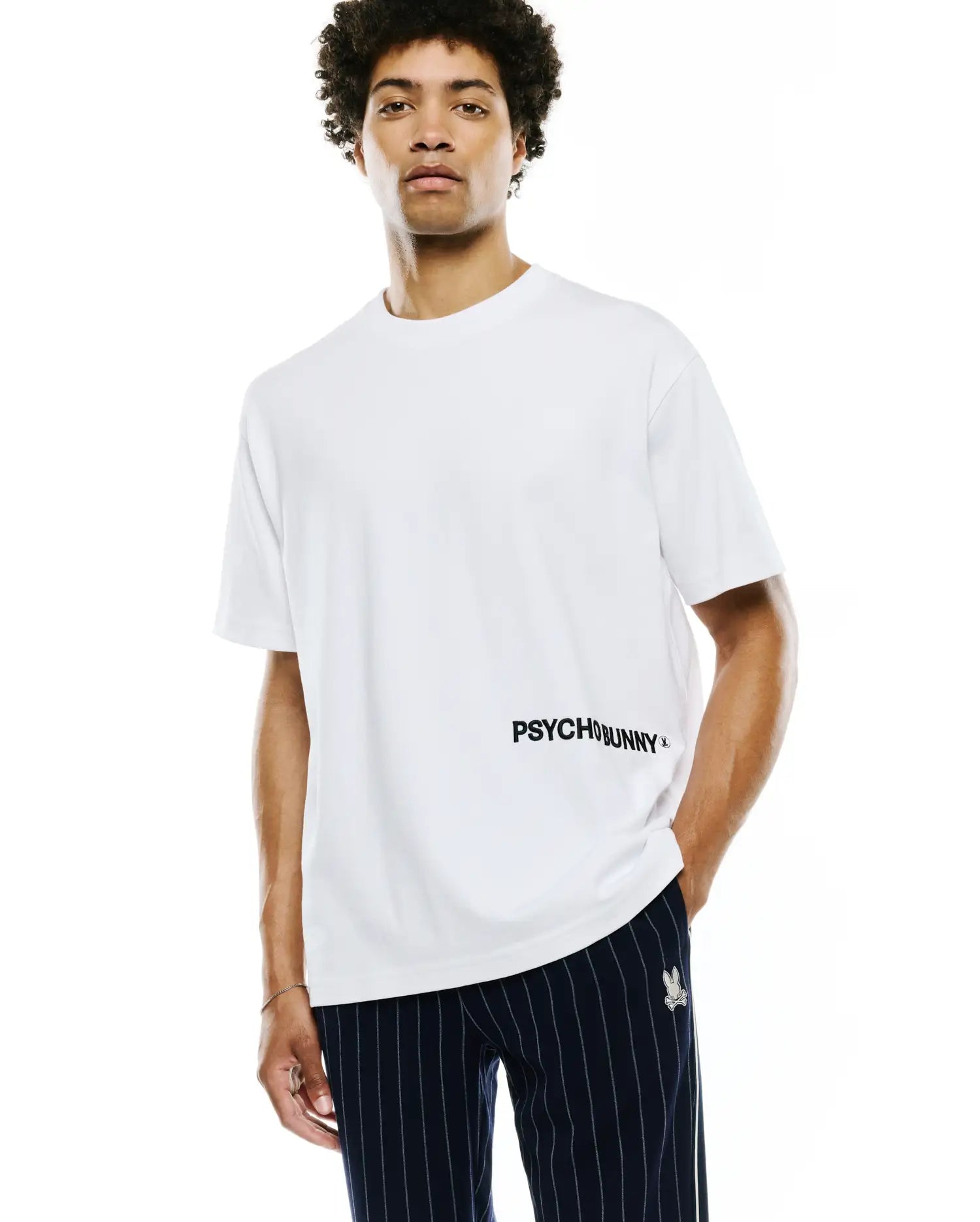 Psycho Bunny Men's Tees Haiden Oversized Tee MT0200355 T-shirt bianca cotone Pima