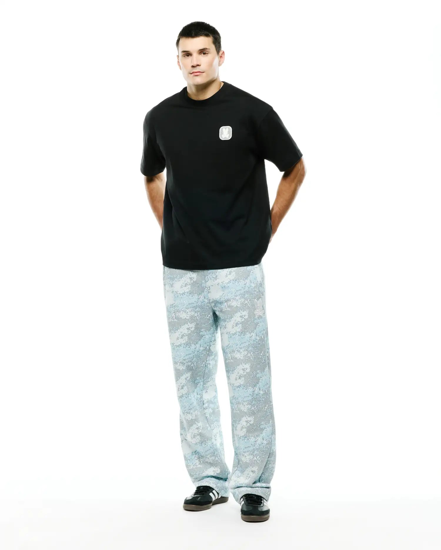 Psycho Bunny Men's Tees Men's Samson Oversized Bunny Tee maglietta nera oversize