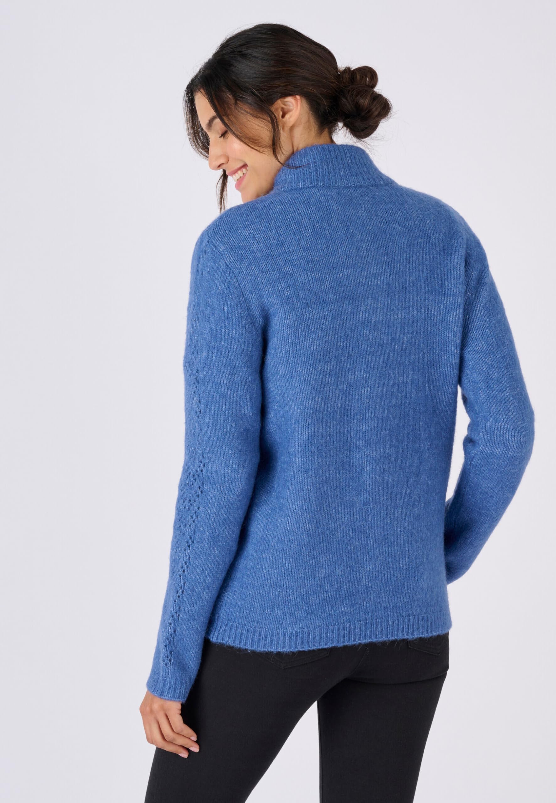 Damart Prêt-à-porter Maglione colletto con zip maglione blu 38-40 misto alpaca