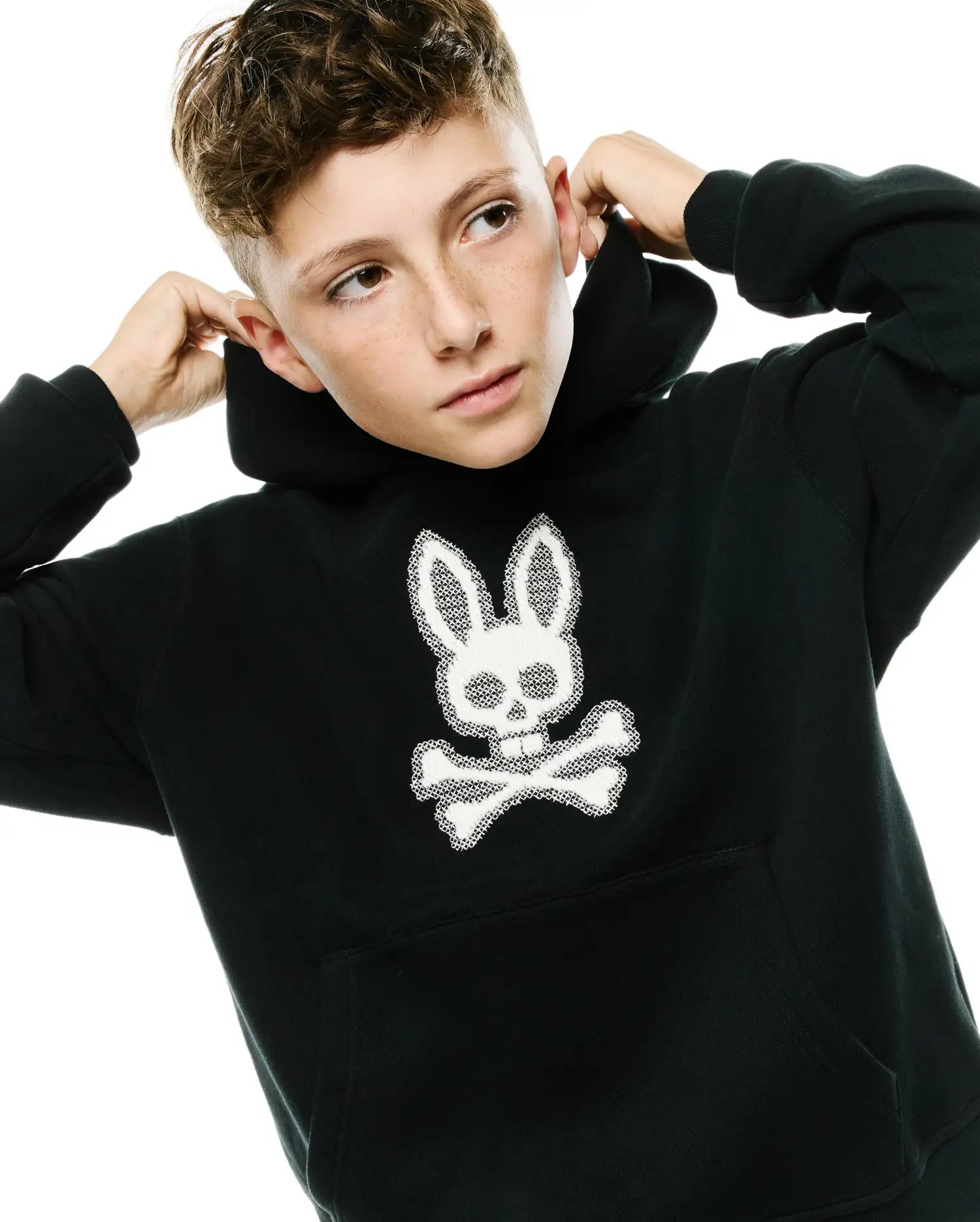 Psycho Bunny Kids Sweatshirts & Hoodies Samson Bunny Hoodie KT0500119 felpa nera