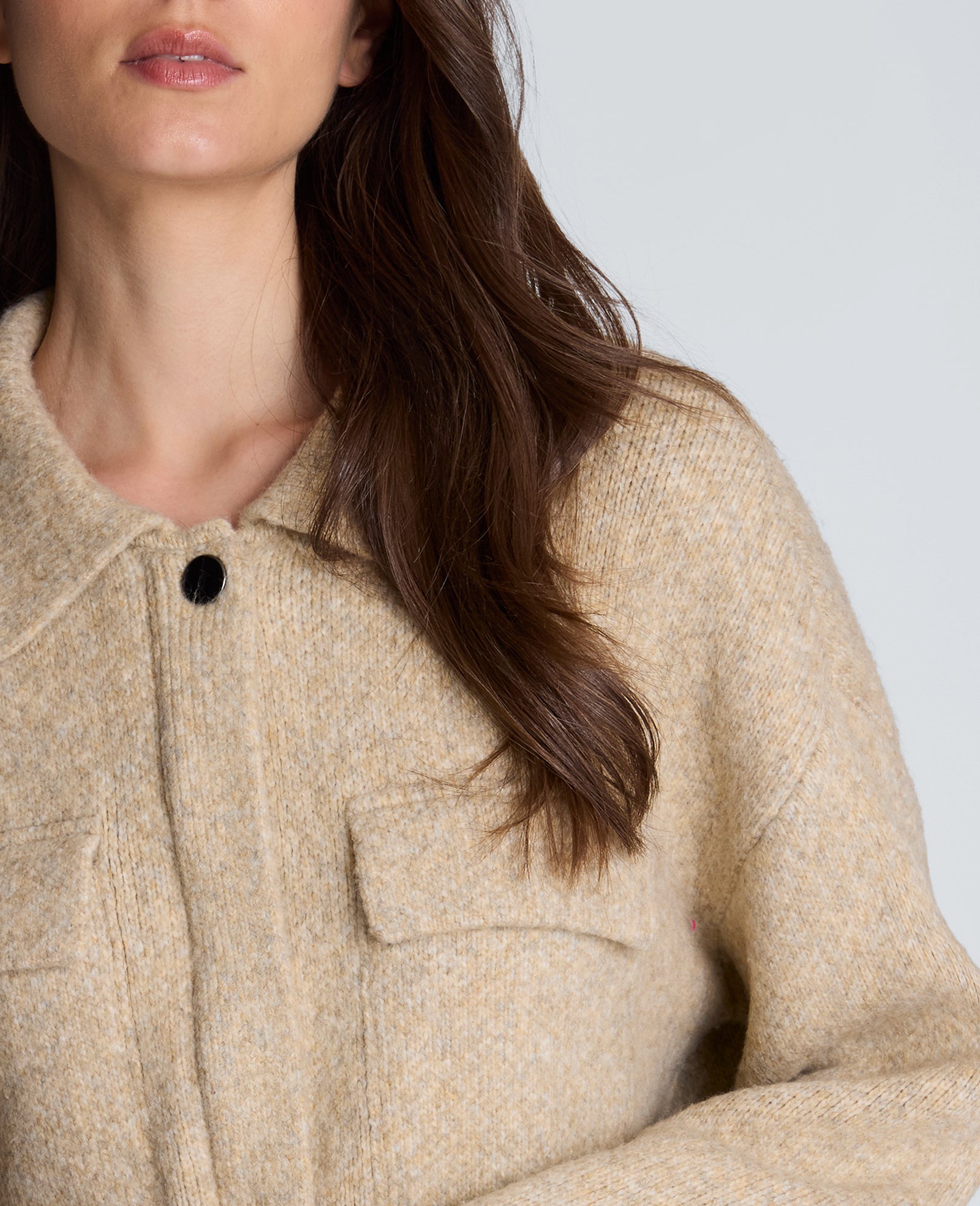 Kenneth Cole Reaction Clothing Long Sleeve Utility Collar Jacket giacca donna Driftwood Heather XS