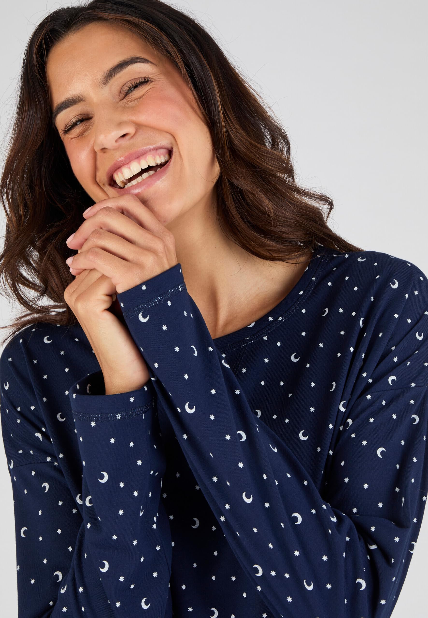 Damart Homewear Pigiama Thermolactyl in maglia jersey blu stampato XS 34-36