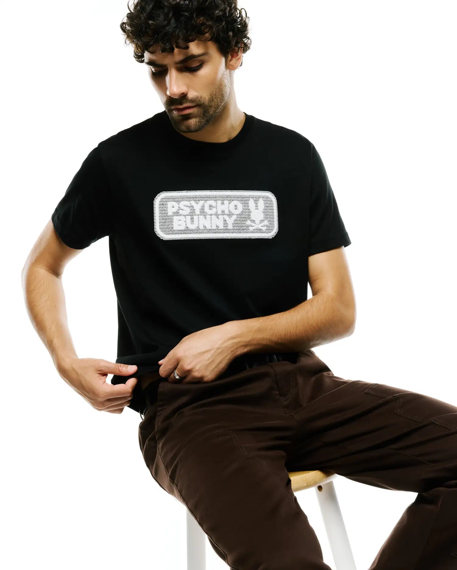 Psycho Bunny Men's Tees Men's Samson Wordmark Graphic t-shirt nera XXS-XXXL Pima