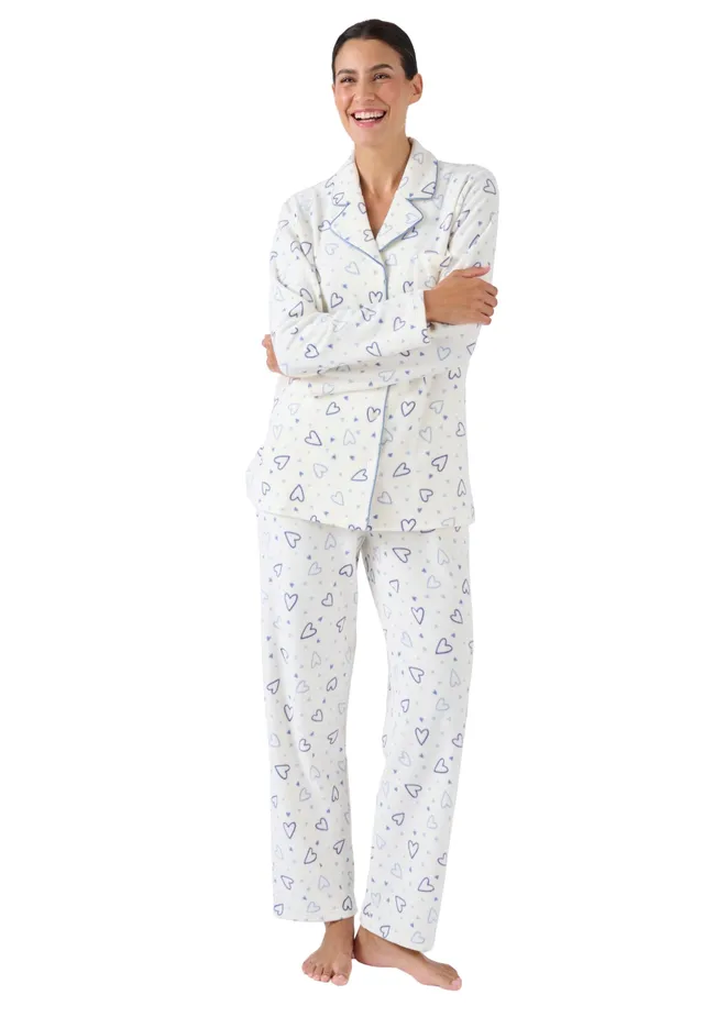 Damart Homewear Pigiama Thermolactyl in pile termico donna blu stampato