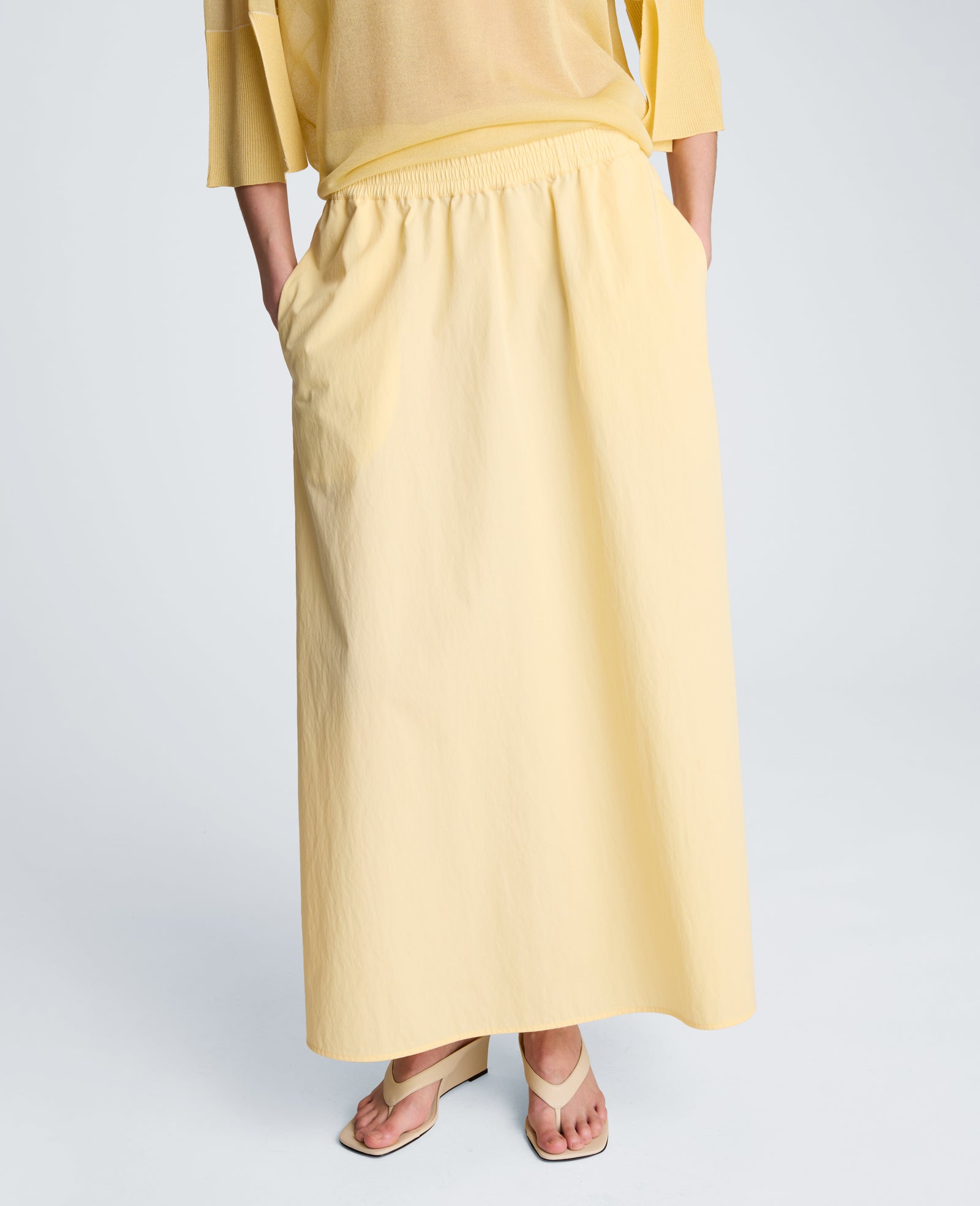 Kenneth Cole Reaction Clothing Pull On Maxi Skirt gonna lunga Pastel Yellow