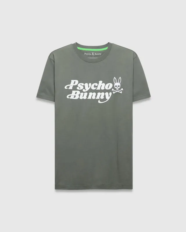 Psycho Bunny Men's Tees Byron Wordmark Tee MT0200313 T-shirt verde 100% cotone Pima