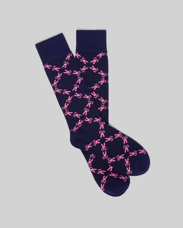 Psycho Bunny Accessories Bunny Dress Sock calzini blu sera cotone elasticizzato