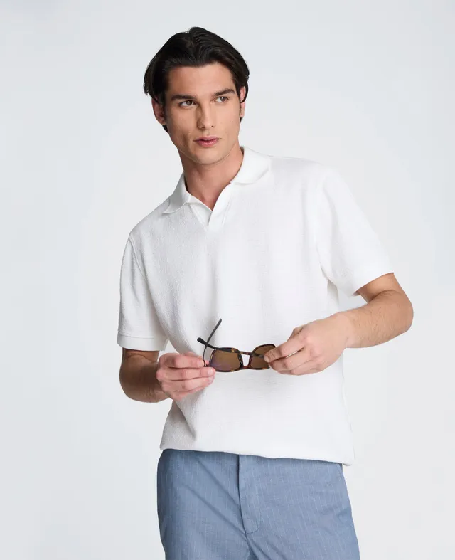 Kenneth Cole Reaction Clothing Short Sleeve Johnny Collar polo bianca