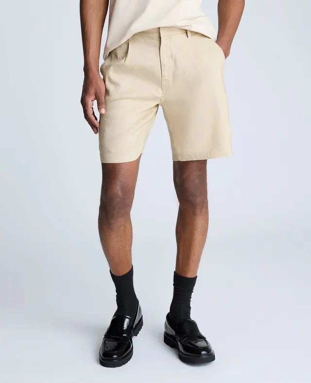Kenneth Cole Reaction Clothing Performance Pleated Linen Short bermuda beige lino