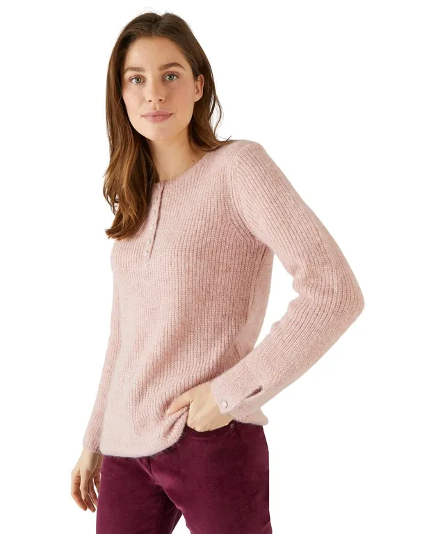 Damart Prêt-à-porter maglione maglia perla miscela alpaca rosa tenue 40