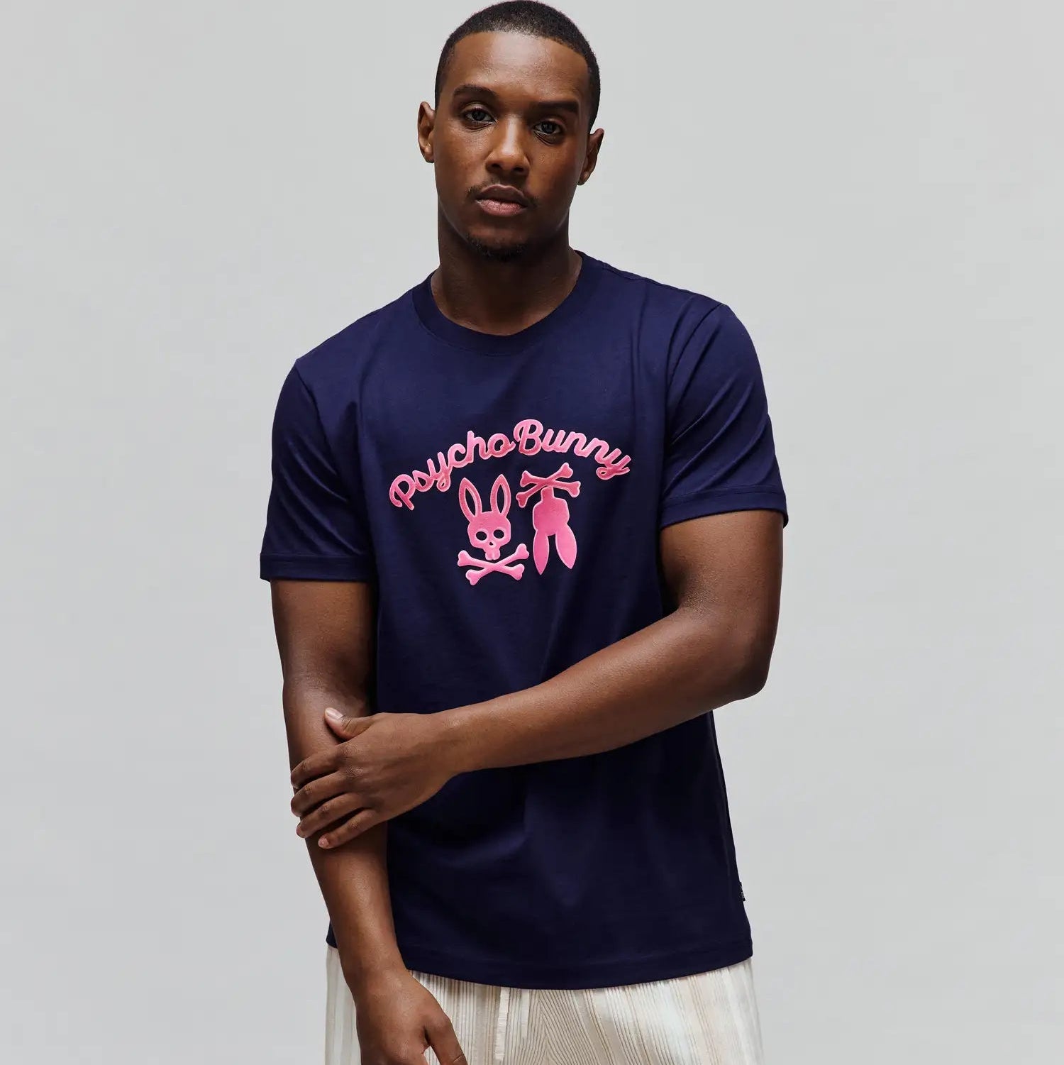 Psycho Bunny Men's Tees Aram Graphic Tee T-shirt blu cotone Pima
