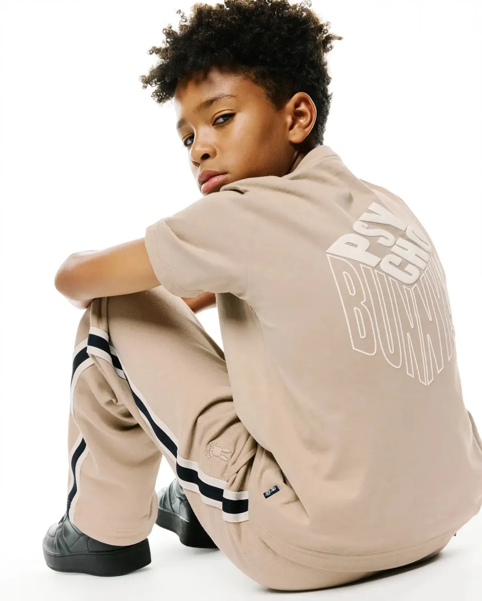 Psycho Bunny Kids Tees Conan Pima Graphic Tee T-shirt Stone in cotone Pima