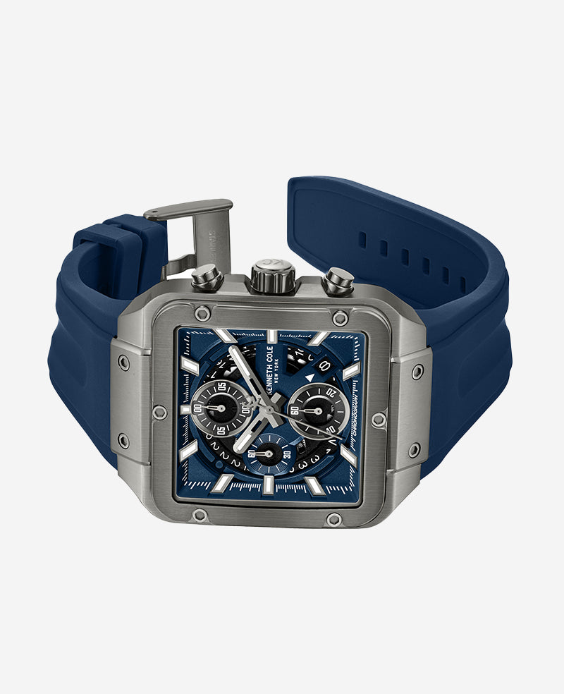 Kenneth Cole Reaction Watches Skeleton Automatic orologio blu in silicone