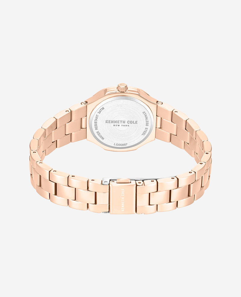 Kenneth Cole Reaction Watches Classic Crystal Lined Outer Dial orologio rosa oro