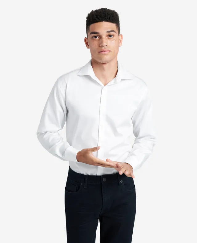 Kenneth Cole Reaction Clothing Regular-Fit Button-Down Stretch Dress Shirt camicia bianca 15/32 elasticizzata