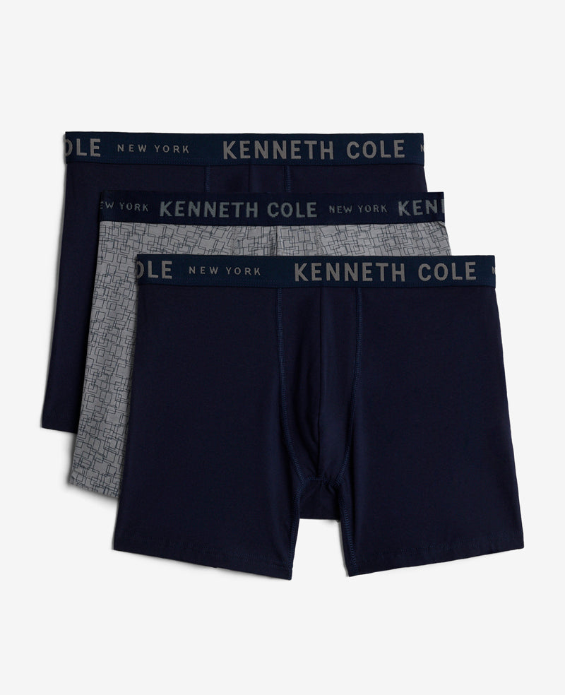 Kenneth Cole Reaction Clothing Cotton Modal Stretch Boxer Brief 3-Pack boxer blu 3 pezzi