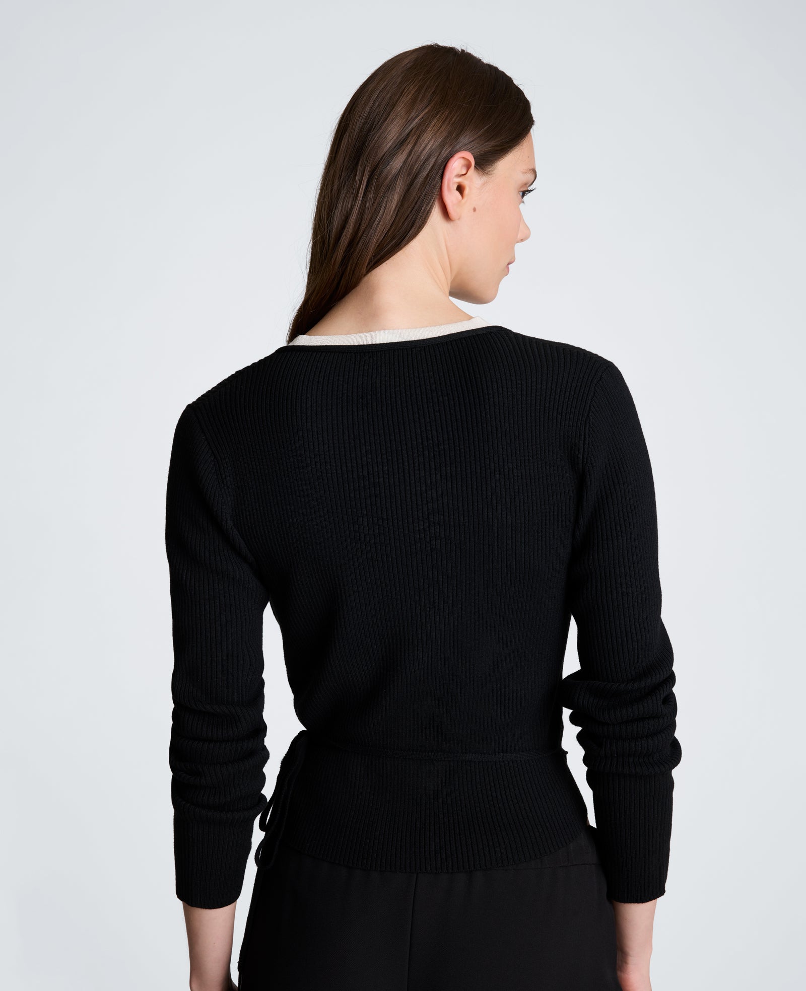 Kenneth Cole Reaction Rib Halter Wrap Sweater maglia Black/Oyster