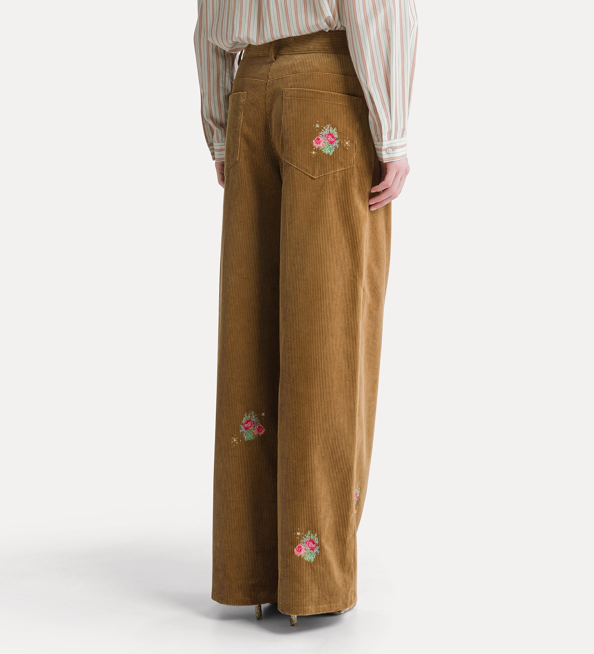 Forte pantaloni pantaloni a coste Bouquet camel, cotone