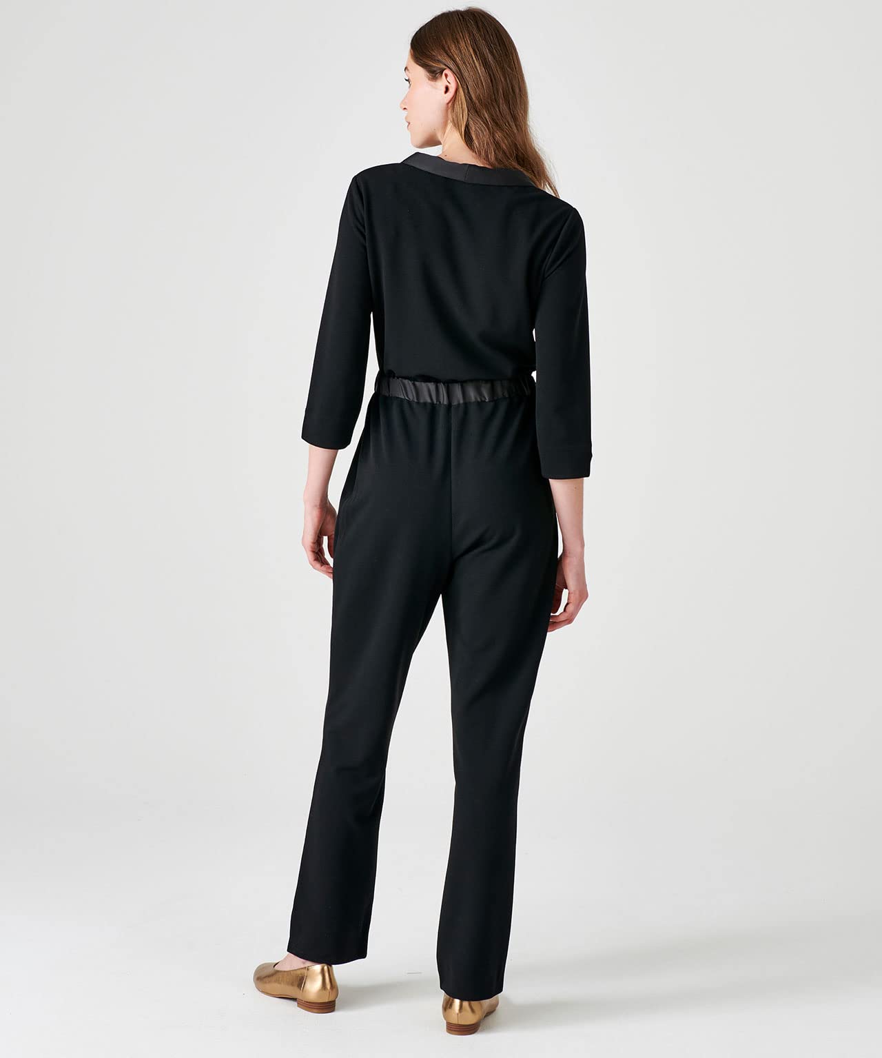 Damart Prêt-à-porter tuta pantaloni donna dettagli satinati nera 52