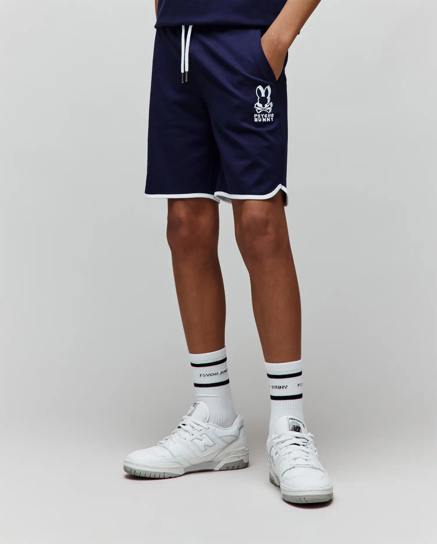 Psycho Bunny Kids Bottoms Toby Short pantaloncini blu bimbo cotone