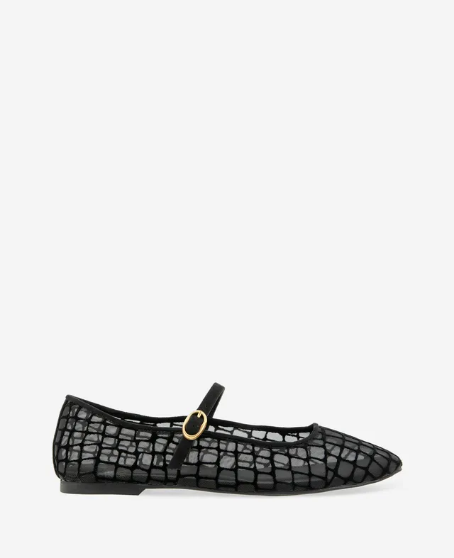 Kenneth Cole Reaction Shoes Jasper Croco Mesh Ballet Flat ballerine nere in tessuto