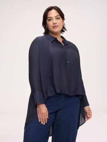 Fiorella Rubino Camicie e bluse Camicia in Georgette con Drappeggio a Doppio Strato camicia 46 Plus
