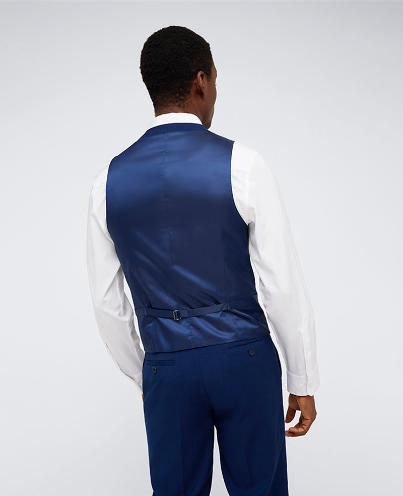 Kenneth Cole Reaction Clothing Ready Flex Slim-Fit Suit Separate Vest gilet blu brillante elasticizzato
