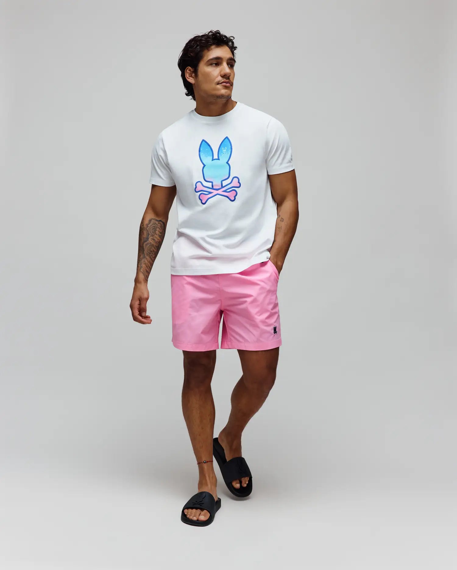 Psycho Bunny Men's Swimwear Samos costume da bagno rosa 6" idroreattivo