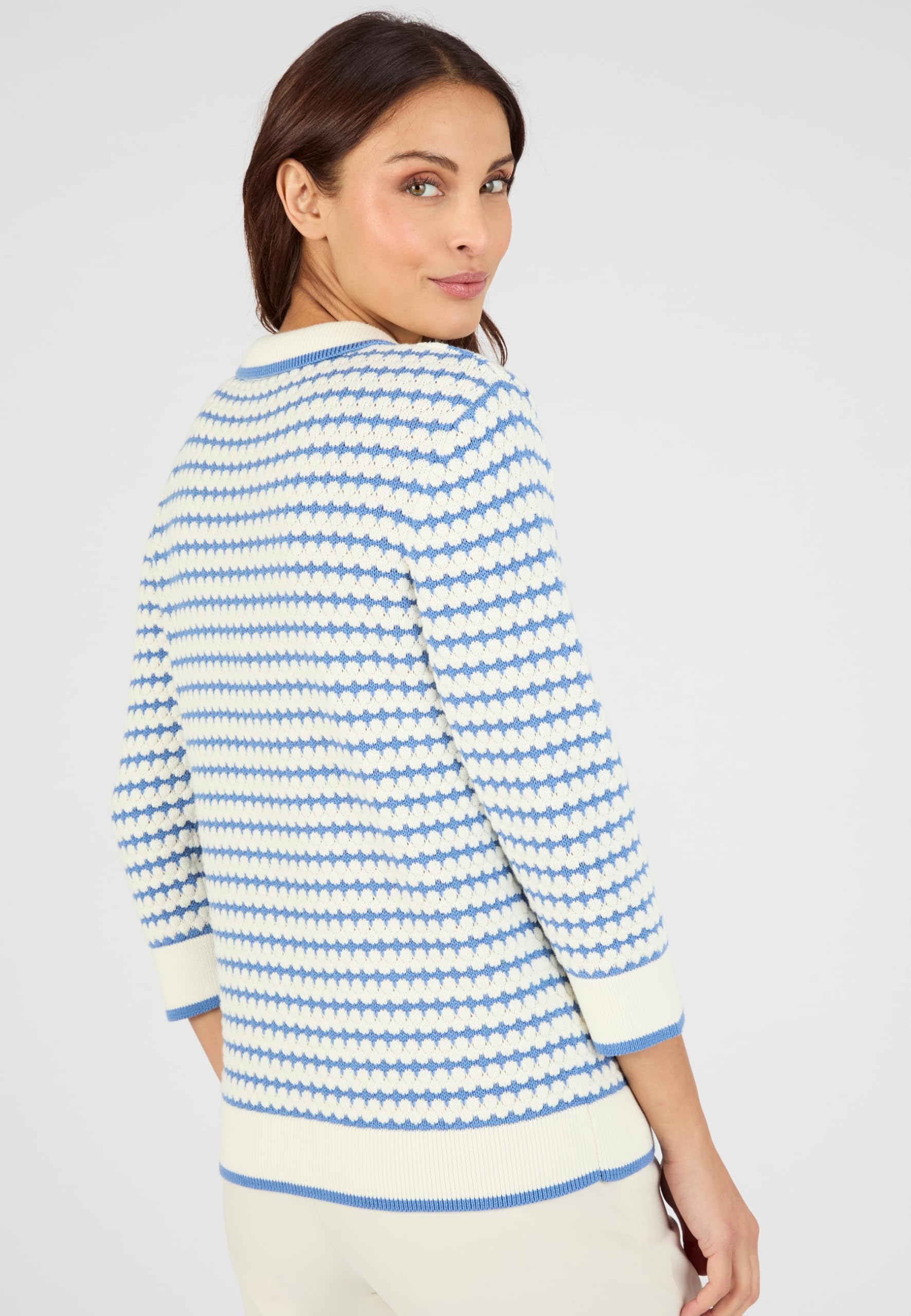 Damart Prêt-à-porter Maglione Collo a Polo a Righe maglione in cotone