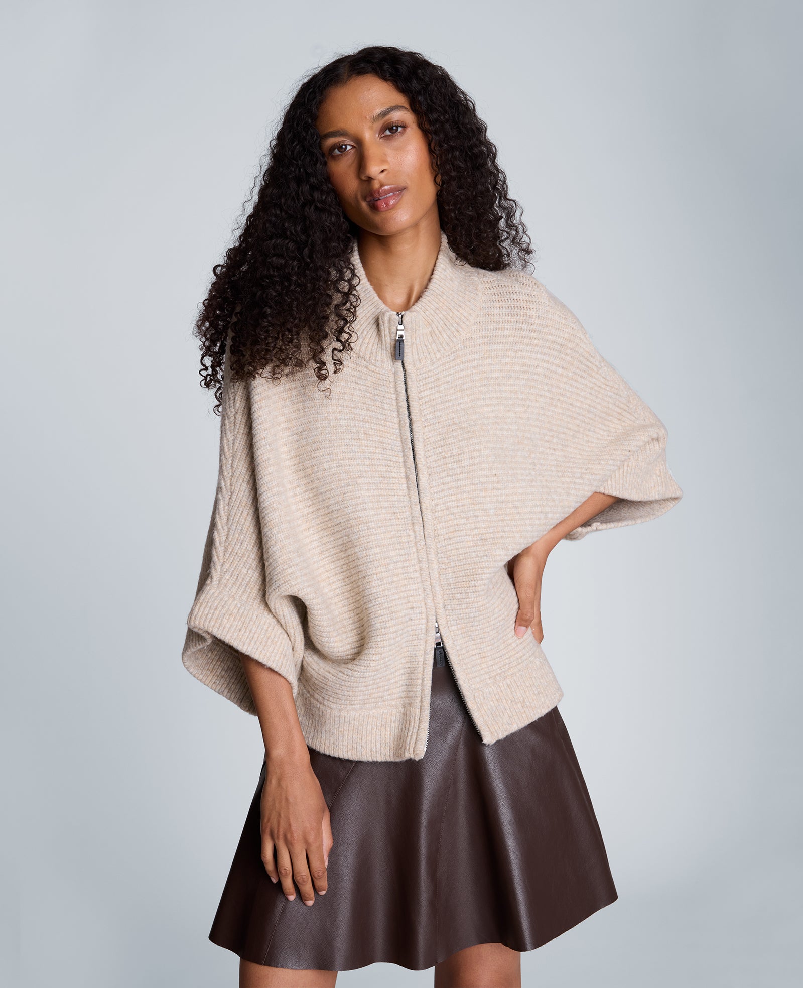 Kenneth Cole Reaction Clothing Elbow Sleeve Doleman Zip Cardigan cardigan Driftwood Heather con zip