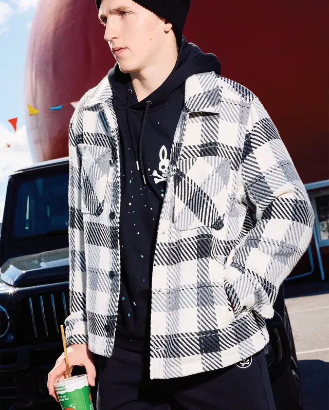 Psycho Bunny Kessler Oversized Plaid Overshirt MT0300230 overshirt bianca