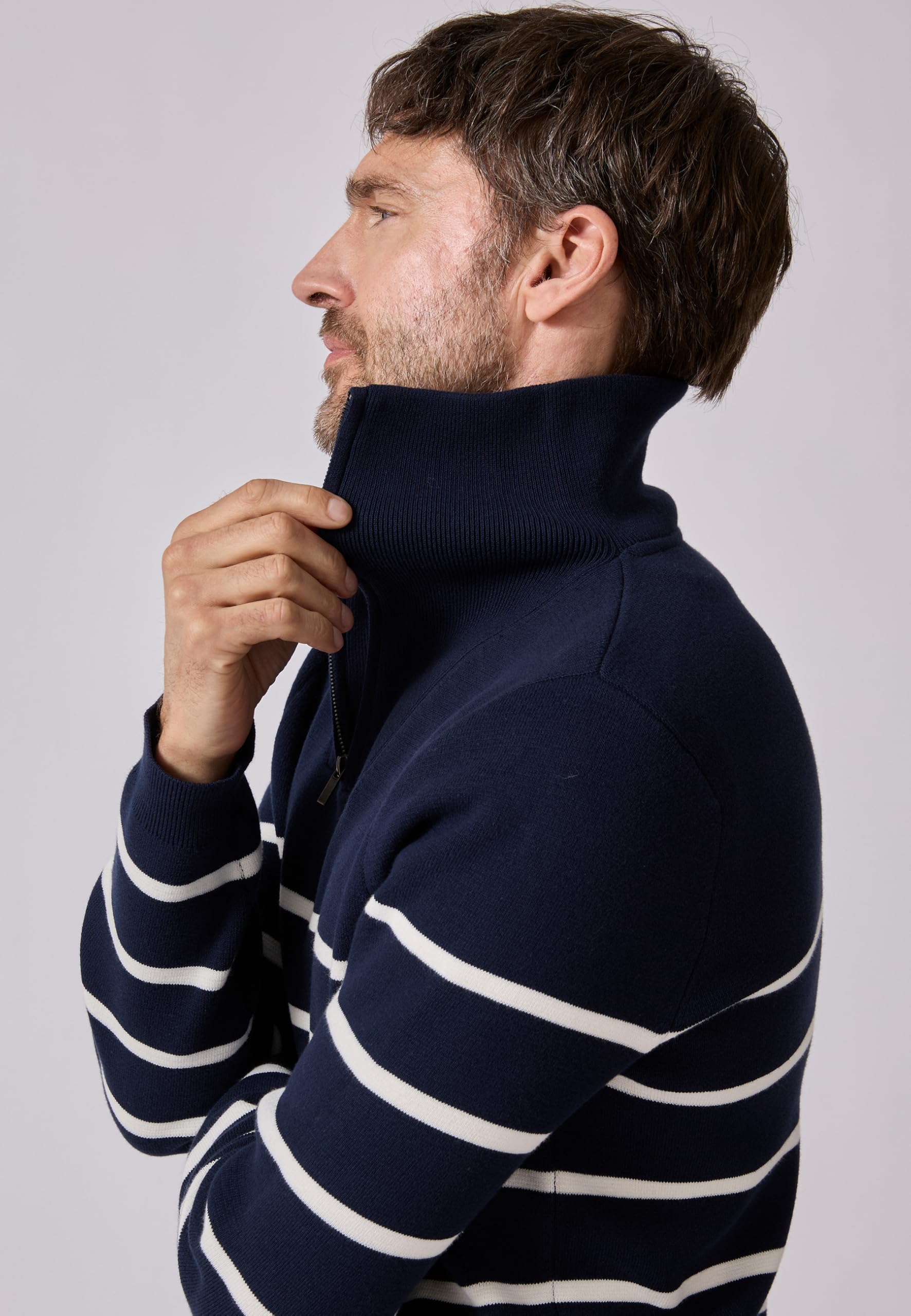 Damart Prêt-à-porter Maglione da uomo con zip a righe