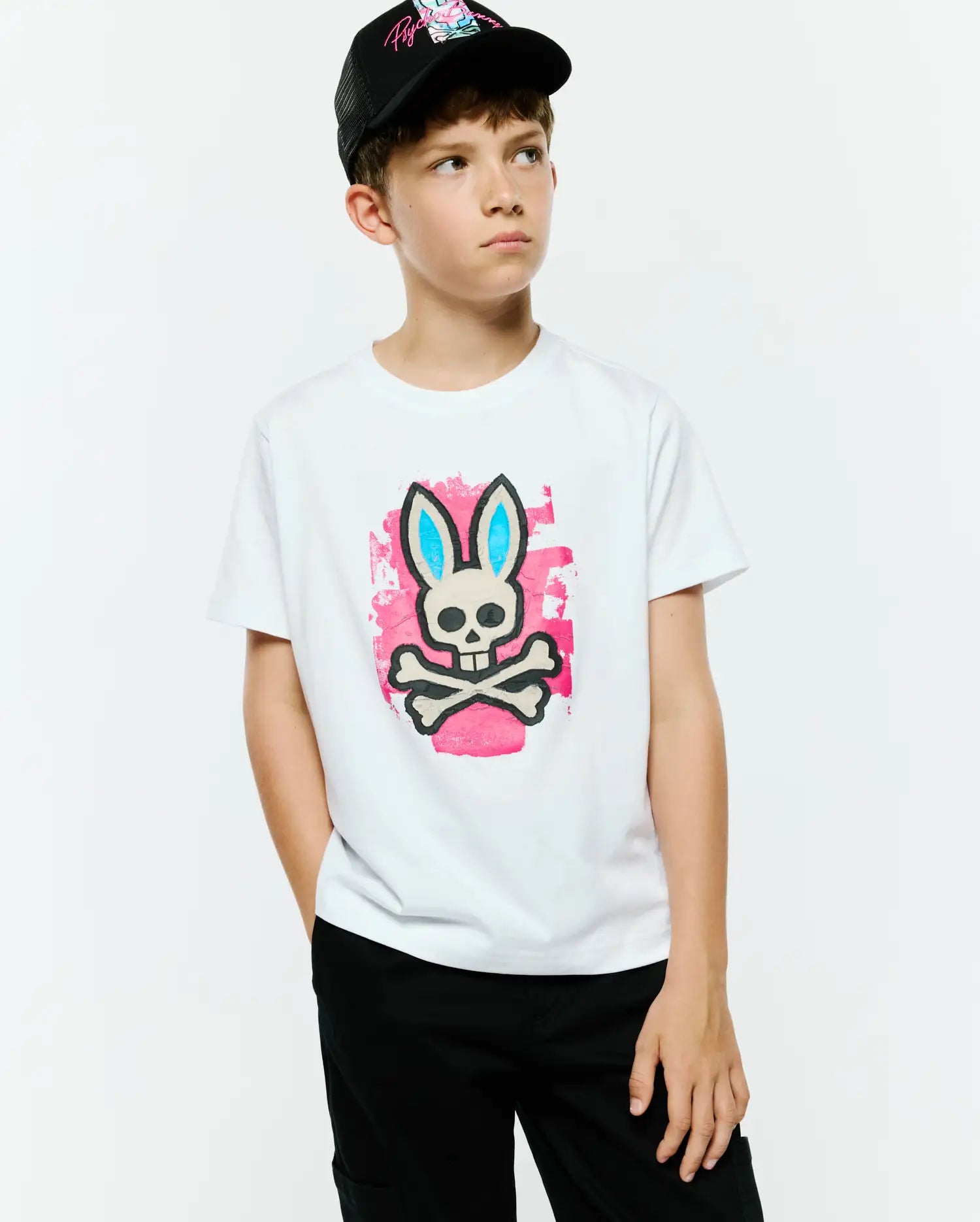 Psycho Bunny Kids Tees Marcus Graphic Tee KT0200193 t-shirt bianca bambini cotone Pima