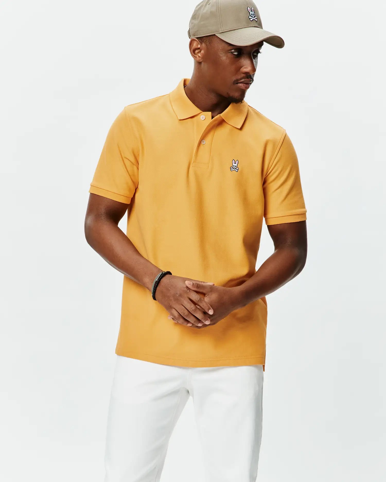 Psycho Bunny Men's Polos Classic Pique Polo B6K001F200 polo gialla in piqué