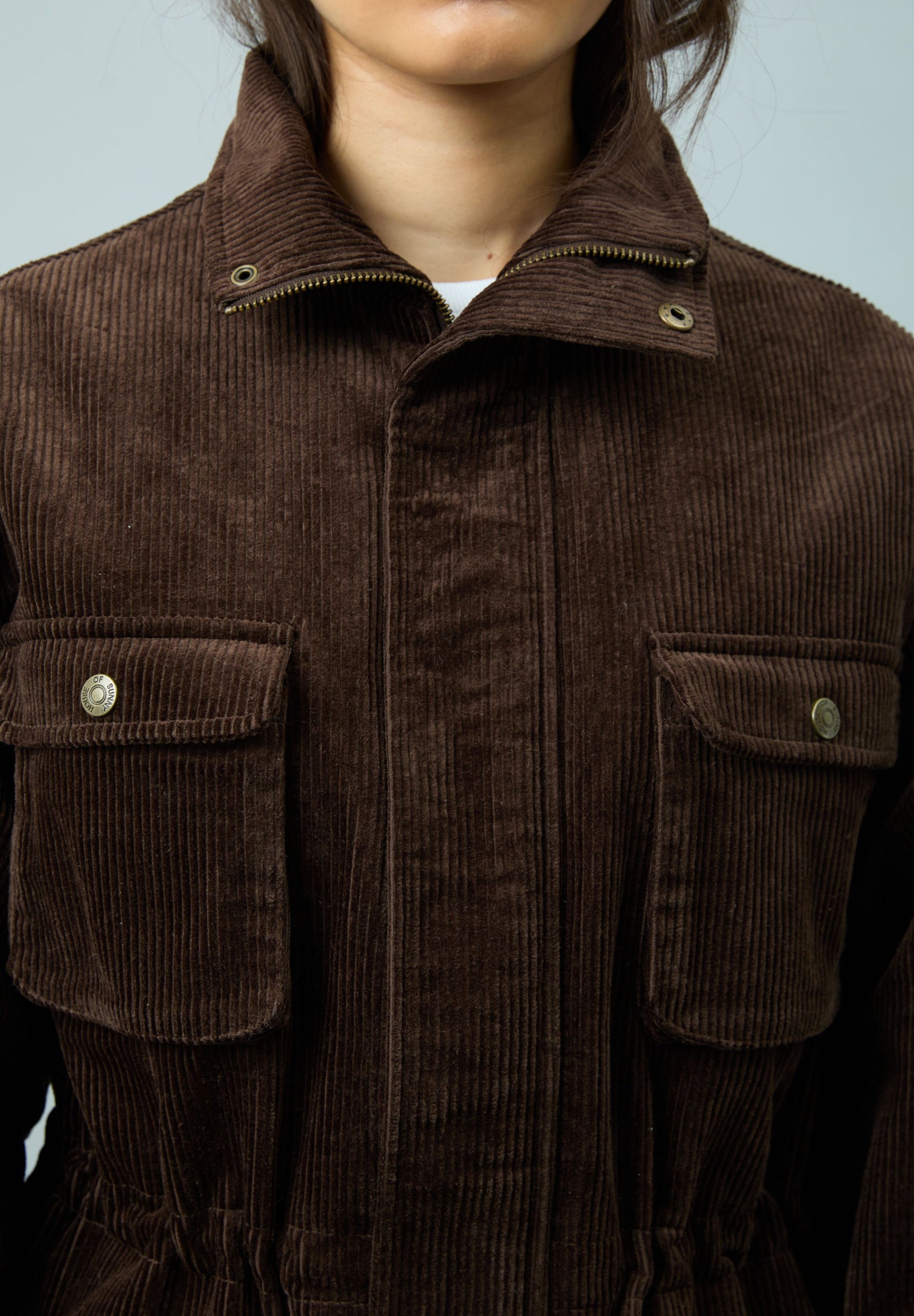 House Of Sunny Women's Jackets CORDUROY FUNNEL NECK JACKET giacca in velluto a coste marrone