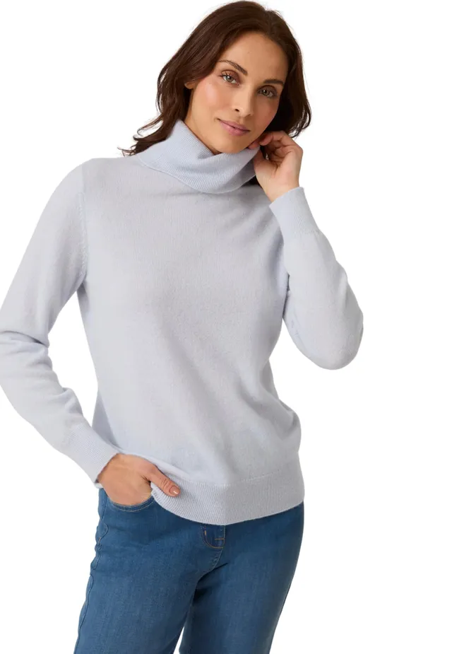 Damart Prêt-à-porter Maglione donna dolcevita in cashmere azzurro 38-40