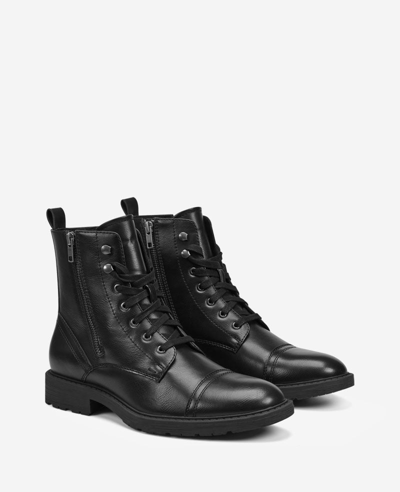 Kenneth Cole Reaction Shoes REACTION - Captain Cap Toe Double Zip Combat Boot anfibi neri