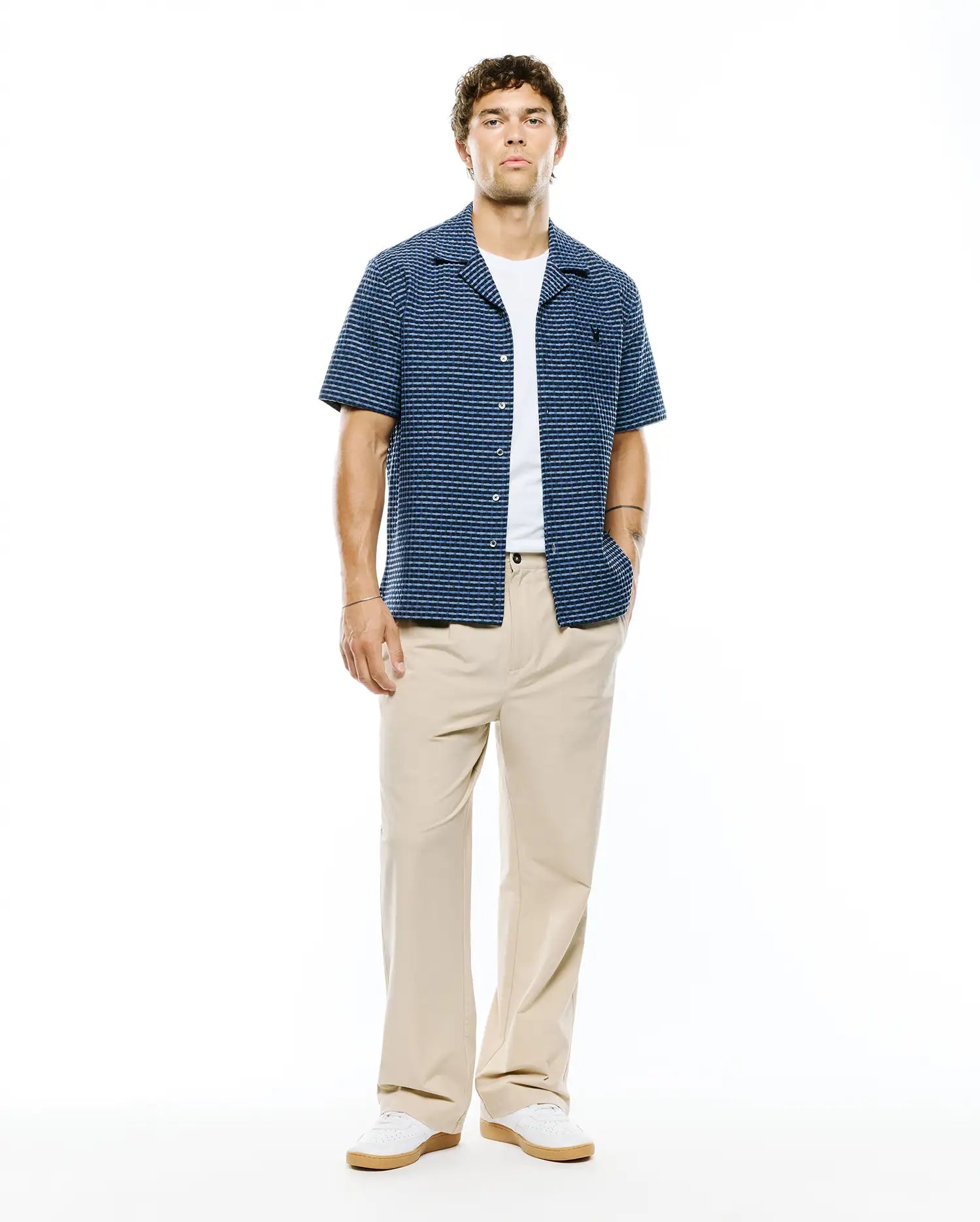 Psycho Bunny Men's Shirts Erik Raised Check Shirt MT0300190 camicia navy