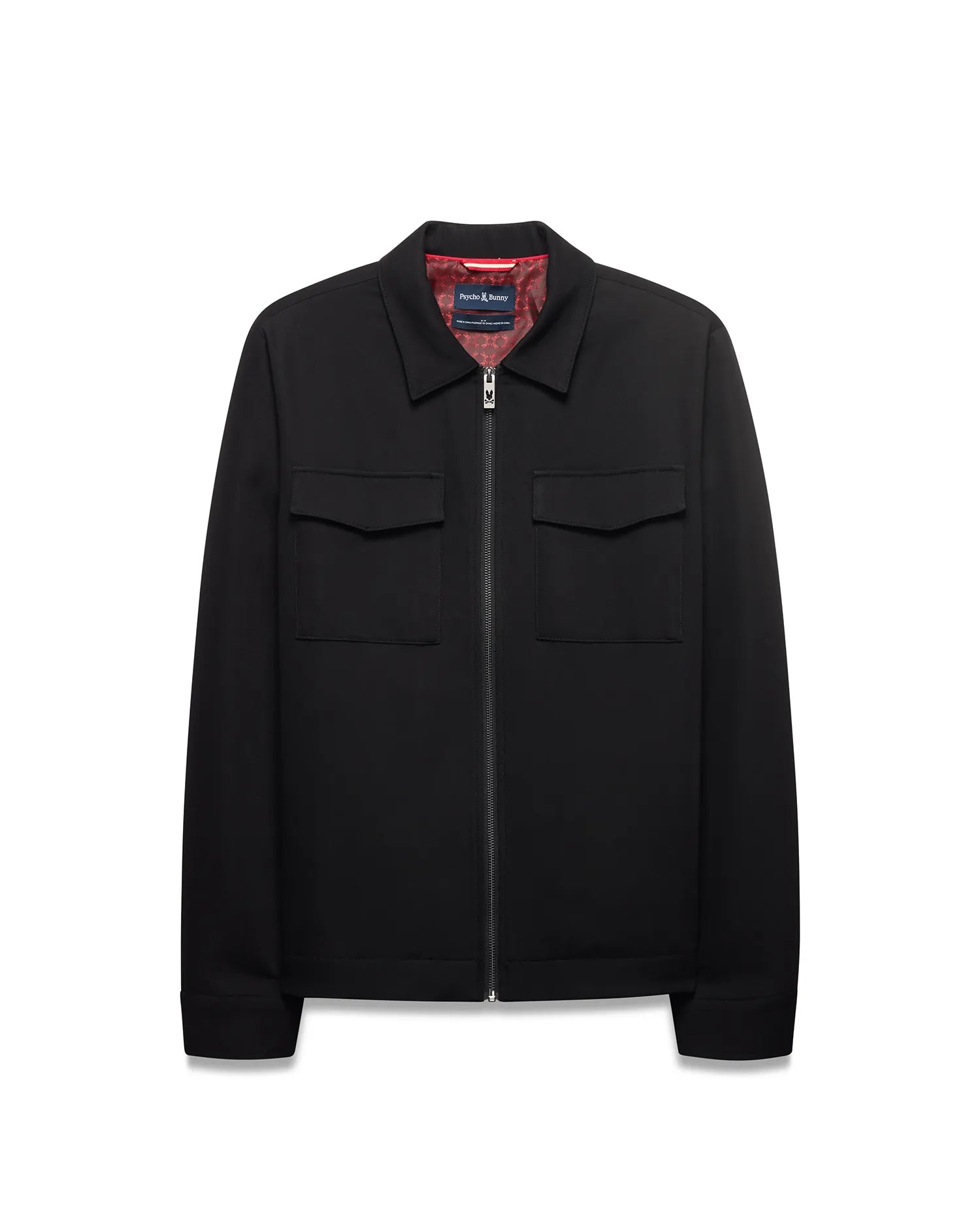 Psycho Bunny Jackets Wayde Twill Overshirt overshirt nera con zip