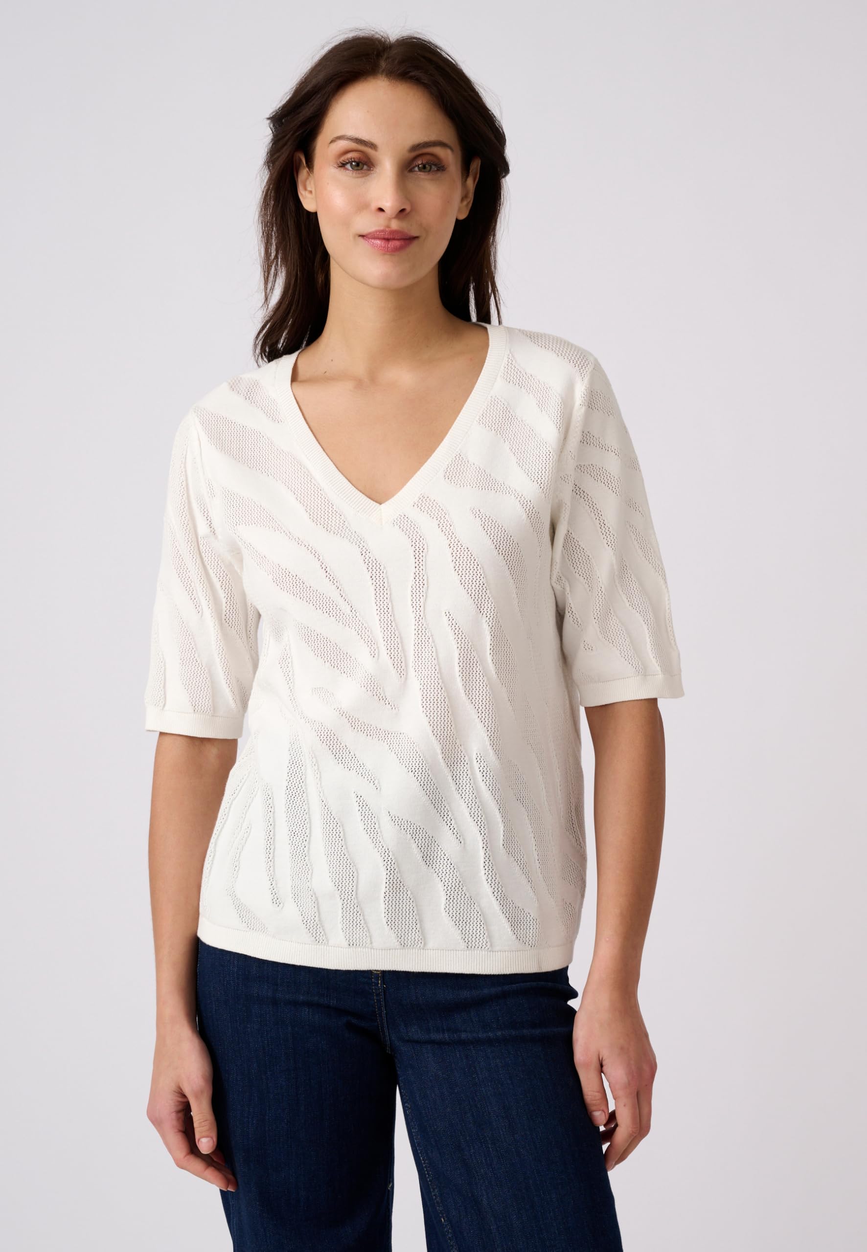 Damart Prêt-à-porter Maglione donna scollo a V bianco 38-44 in cotone
