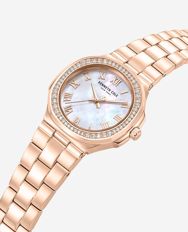 Kenneth Cole Reaction Watches Classic Crystal Lined Outer Dial orologio rosa oro