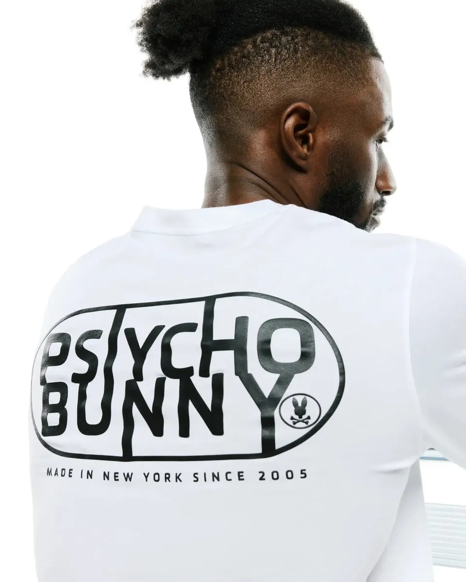 Psycho Bunny Men's Tees Dariel Long Sleeve Graphic T-shirt bianca