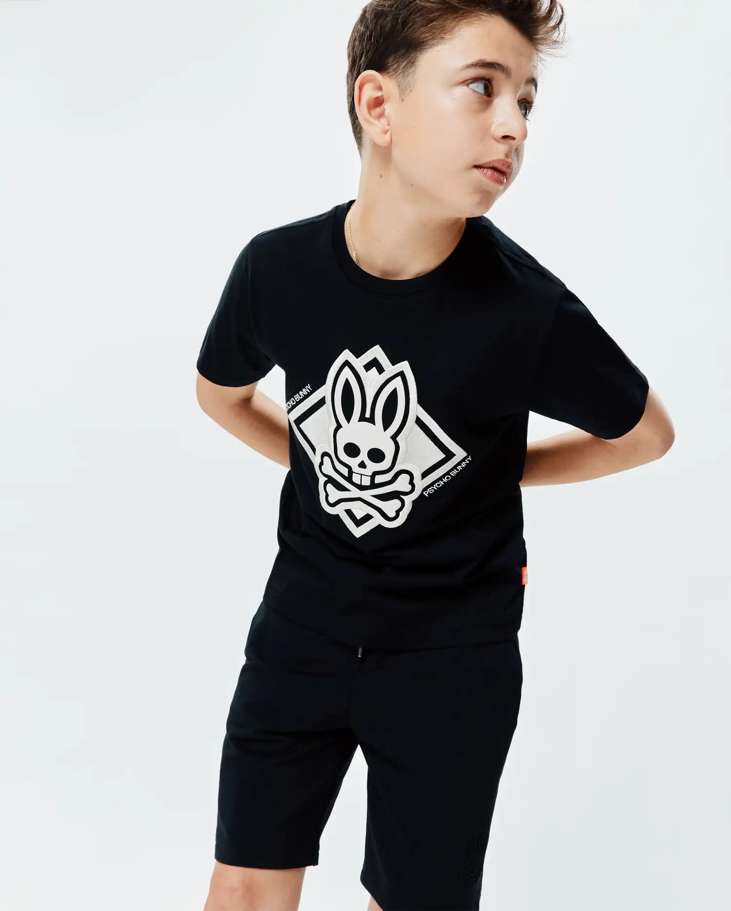 Psycho Bunny Kids Tees Tobias Graphic Tee maglietta nera cotone Pima